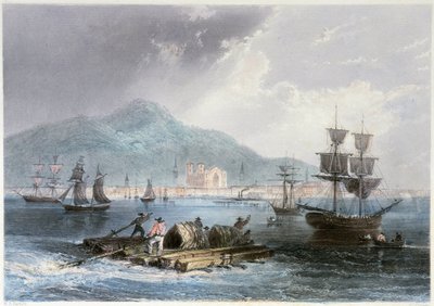 Widok na Montreal i łodzie - w „Ilustrowanym kanadyjskim scenariuszu” Williama Henri Barletta, wyd. George Virtue autorstwa William Henry Bartlett