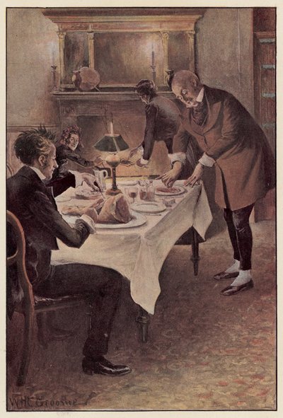 Traddles kroją baraninę w plastry autorstwa William Henry Charles Groome