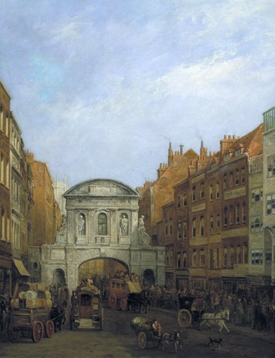 „Temple Bar from the Strand”, Londyn, 1873 r. autorstwa William Henry Haines
