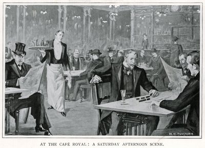 W Cafe Royal: Scena sobotniego popołudnia, ok. 1900 (lito) autorstwa William Henry Humphris