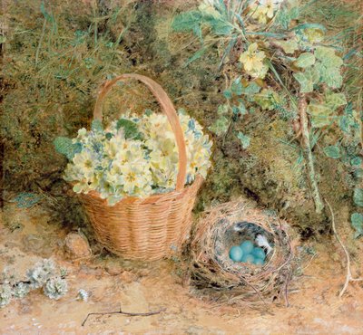 Gniazdo Zięb Z Pierwiosnkiem (wc i gwasz na papierze) autorstwa William Henry Hunt