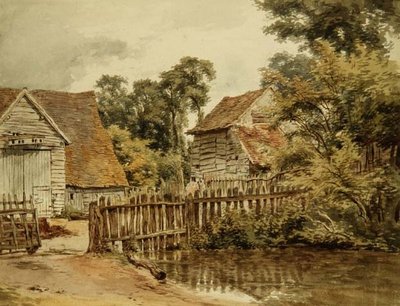 Gospodarstwo ze stawem (akwarela na papierze) autorstwa William Henry Hunt