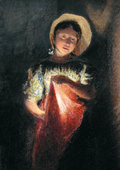 Dziewczyna w blasku świec (akwarela na papierze) autorstwa William Henry Hunt