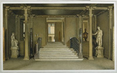 Północny hol wejściowy w Chatsworth House (akwarela na papierze) autorstwa William Henry Hunt