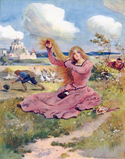 Zdmuchnij, wy wietrzyk, dmuchnij, mówię, zdmuchnij kapelusz stada gęsi autorstwa William Henry Margetson