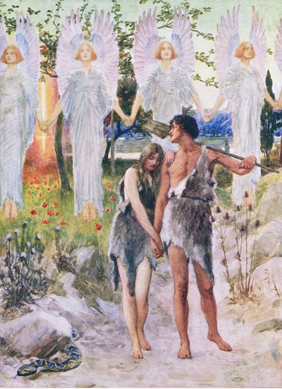 Na początku z The Bible Picture Book wydanej przez Thomasa Nelsona, ok. 1950 autorstwa William Henry Margetson