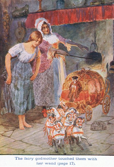 Wróżka dotknęła ich swoją różdżką, Kopciuszek, 1925 autorstwa William Henry Margetson