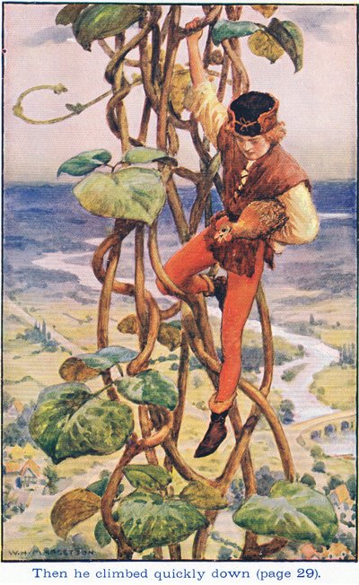 Potem spokojnie zszedł na dół, Jack and the Beanstalk, 1925 autorstwa William Henry Margetson