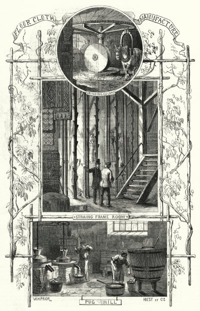 Produkcja tkanin podłogowych (grawerowanie) autorstwa William Henry Pike