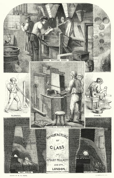 Produkcja szkła w Apsley Pellatt and Cos, Londyn (grawerowanie) autorstwa William Henry Pike