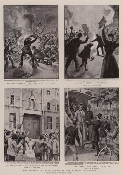 Zamieszki w Paryżu, niedzielne sceny na ulicach autorstwa William Henry Pike