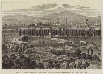 Wojna w Ameryce Południowej, Limie, stolicy Peru, zdobytej przez armię chilijską autorstwa William Henry Pike