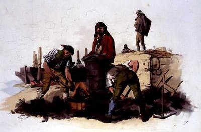 Coal Heavers, z „Kostium Wielkiej Brytanii”, wydanego przez Williama Millera autorstwa William Henry Pyne