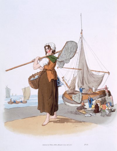 Kobieta Shrimper, z „Kostium Wielkiej Brytanii”, wydana przez Williama Millera, 1805 autorstwa William Henry Pyne