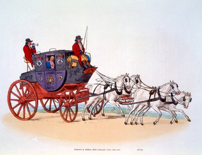 Dyliżans, Worcester i Poczta Królewska w Londynie, 1808 r. autorstwa William Henry Pyne