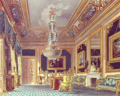 Pokój Blue Velvet, Carlton House z „Królewskich Rezydencji” w Pyne, 1818 r. autorstwa William Henry Pyne