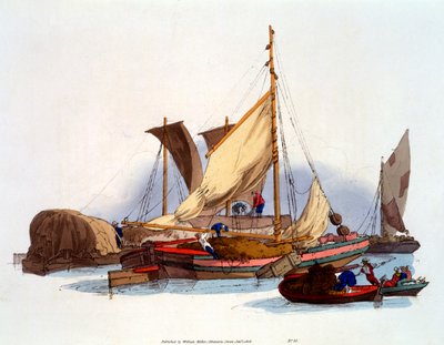 Wodniacy i barkarze przewożący towary i pasażerów, 1808 r. autorstwa William Henry Pyne