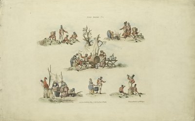 Sceny obozowe, 1803 (kolorowa akwaforta) autorstwa William Henry after Pyne