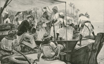Brytyjski oficer marynarki remontuje arabskiego niewolnika dau (lito) autorstwa William Heysham (after) Overend