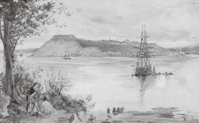 Widok miasta i twierdzy Quebec, AD 1759 (litografia) autorstwa William Heysham (after) Overend