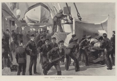Ćwiczenie w działaniu na pokładzie HMS Australia autorstwa William Heysham Overend