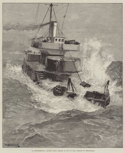 Rejs eksperymentalny, HMS Hecate na morzu na jej przejściu na Helgoland autorstwa William Heysham Overend