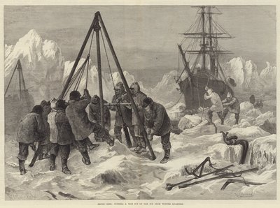 Arktyczne życie, wycinanie drogi z lodu w zimowych kwaterach autorstwa William Heysham Overend
