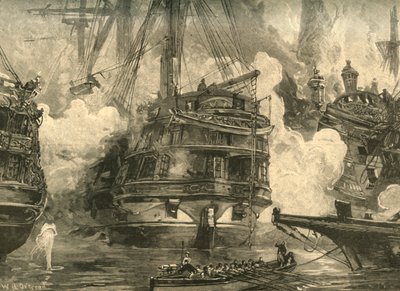 Bitwa pod Navarino: HMS Asia walczący ze statkami Capitan Bey i Moharram Bey, 1827/1890. autorstwa William Heysham Overend