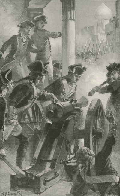 Clive broni miasta i fortu Arcot przeciwko Francuzom i ich sojusznikom autorstwa William Heysham Overend