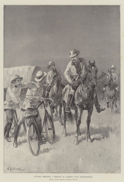 Rowerzyści przynoszący Jamesonowi przesłanie z Johannesburga autorstwa William Heysham Overend