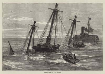 Nurkowie przy pracy nad HMS Eurydice autorstwa William Heysham Overend