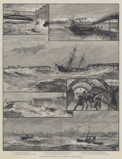 Skutki burzy w Mersey we wtorek, 1 listopada autorstwa William Heysham Overend