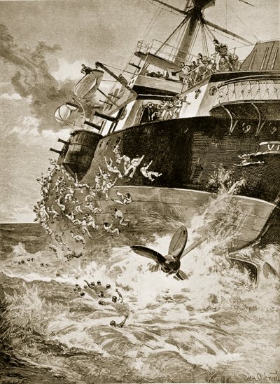 Wywracanie HMS Victoria, 22 czerwca 1893 r. autorstwa William Heysham Overend