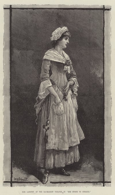 Pani Langtry, w teatrze Haymarket, w She Stoops to Conquer autorstwa William Heysham Overend