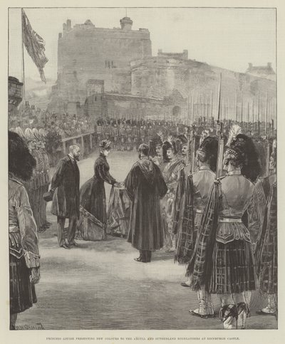 Księżniczka Louise wręcza nowe barwy Góralom Argyll i Sutherland na zamku w Edynburgu autorstwa William Heysham Overend
