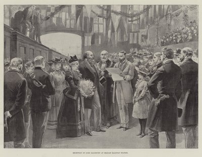 Recepcja Lorda Salisbury na dworcu kolejowym w Belfaście autorstwa William Heysham Overend