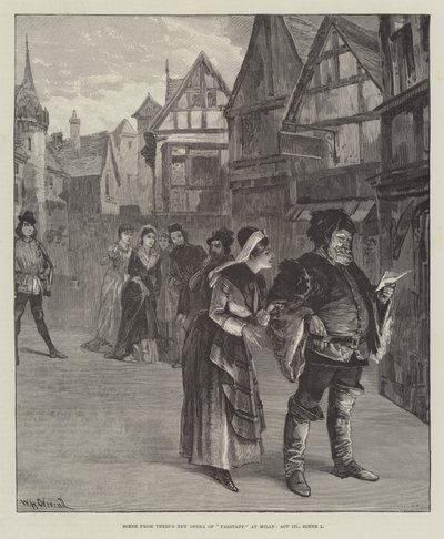 Scena z Nowej Opery Falstaff Verdiego, w Mediolanie, akt III, scena 1 autorstwa William Heysham Overend