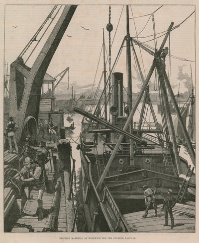 Materiał wysyłkowy w Woolwich dla kolei Souakim (grawerowanie) autorstwa William Heysham Overend
