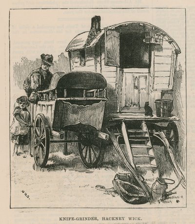 Szkice Cygańskiego Życia; Szlifierka do noży, Hackney Wick autorstwa William Heysham Overend