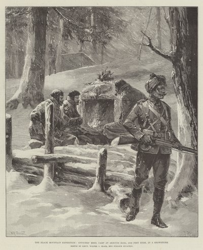 Wyprawa Czarna Góra, mesa oficerska, obóz w Akhund Baba, 9100 stóp wysokości, podczas śnieżycy autorstwa William Heysham Overend