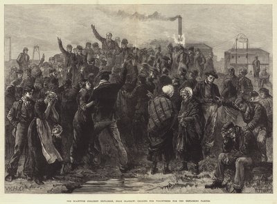Eksplozja w Blantyre Colliery, niedaleko Glasgow, wezwanie dla ochotników do ekip poszukiwawczych autorstwa William Heysham Overend