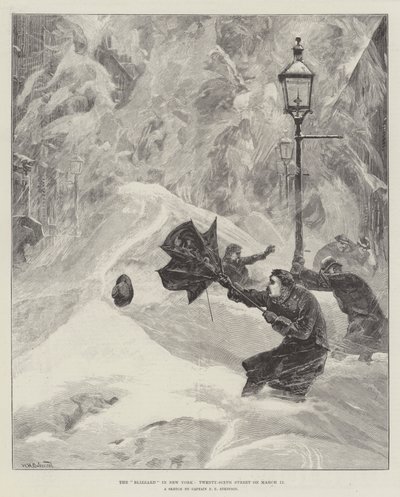 Blizzard w Nowym Jorku, Twenty-Sixth Street 12 marca autorstwa William Heysham Overend