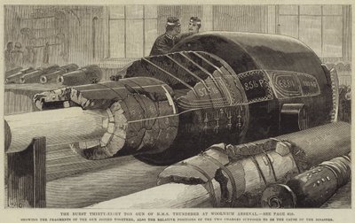 Strzelba trzydziesto-ośmiotonowa HMS Thunderer w Woolwich Arsenal autorstwa William Heysham Overend