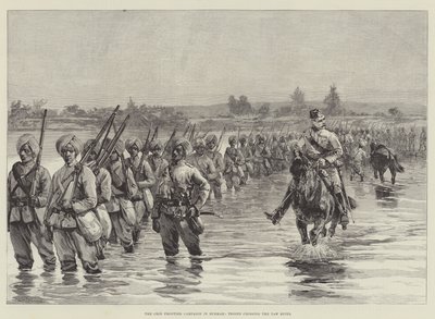 Kampania Chin Frontier w Birmie, wojska przekraczające rzekę Yaw autorstwa William Heysham Overend