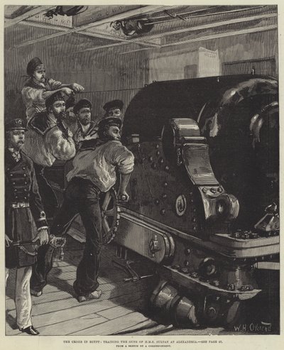 Kryzys w Egipcie, szkolenie dział HMS Sultan w Aleksandrii autorstwa William Heysham Overend