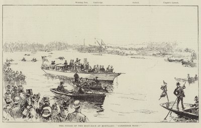 Finisz wyścigu łodzi w Mortlake, Cambridge wygrywa! autorstwa William Heysham Overend