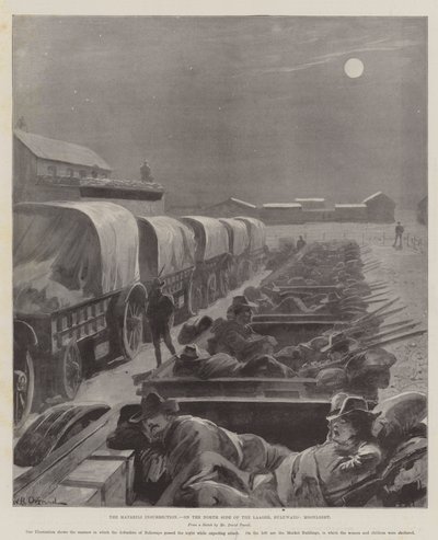 Powstanie Matabele, po północnej stronie Laager, Bulawayo, Moonlight autorstwa William Heysham Overend