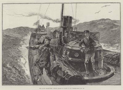 Manewry Marynarki Wojennej, Książę Walii Jerzy w swojej łodzi torpedowej (nr 79) autorstwa William Heysham Overend