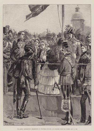 Królowa rozdająca odznaczenia rannym oficerom i żołnierzom z Krymu, 21 maja 1856 r. autorstwa William Heysham Overend