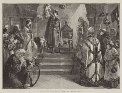 Bal kostiumowy w Royal Institute Tableaux, grupa Sir JD Lintona autorstwa William Heysham Overend